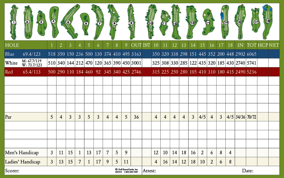 Scorecard Cresta Verde Golf Course And Driving Range